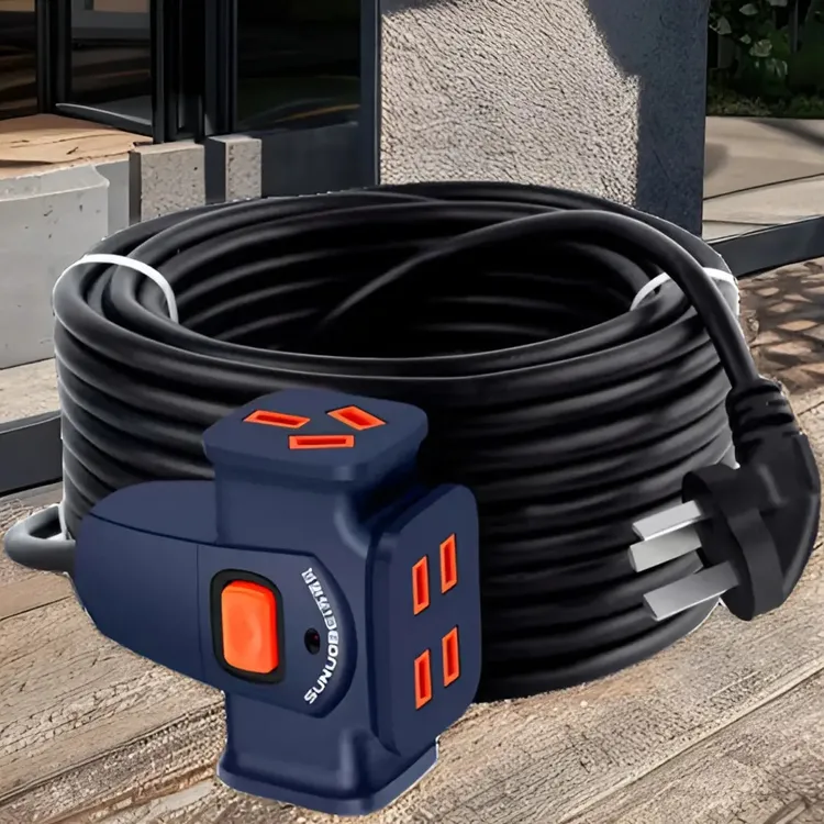 【加粗】家用电动车户外插座带5/50米线排插地拖插接线板电源延长线电力