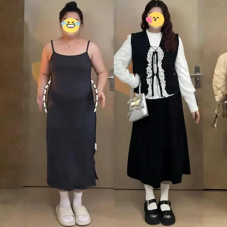 秋季ootd一整套穿搭大码套装胖mm显瘦背心马甲打底衫半身裙三件套