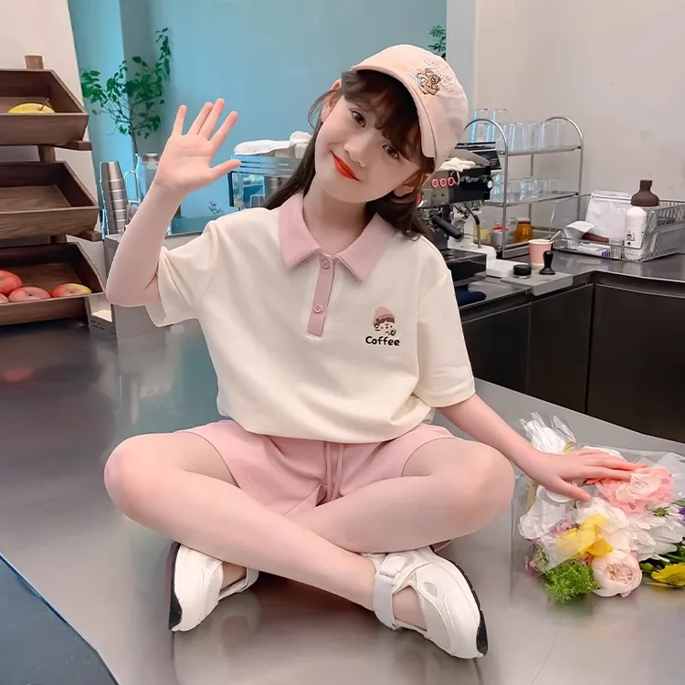 女童夏装套装2025新款女孩网红洋气时髦短袖儿童装夏季短裤两件套