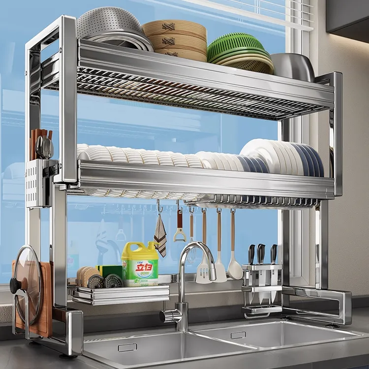 优勤不锈钢厨房水槽置物架碗碟收纳水池洗碗多功能放碗盘沥水碗架