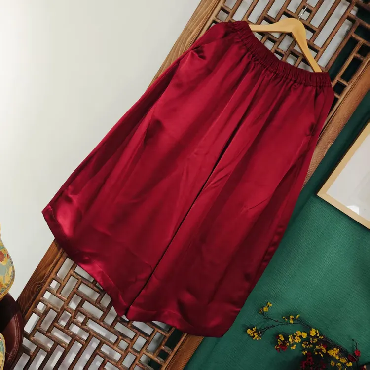 凤徕兮私人定制树莓色光板全松紧花苞长裤（SK5438）单