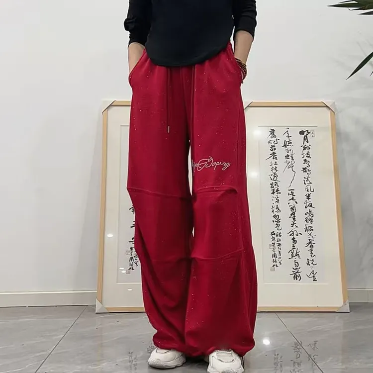 CX#8193洒金烫砖时尚休闲弯刀裤