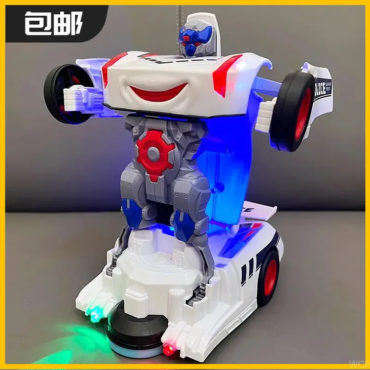 自动变形儿童机器人充电发光音乐警车控制万向汽车玩具趣味