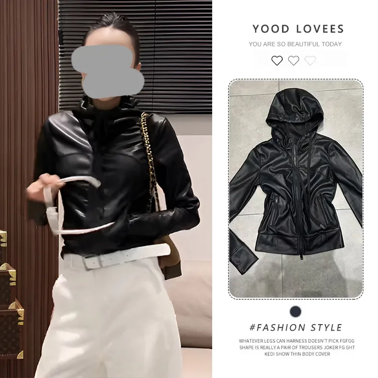 韩系连帽高级显瘦外套今年流行的爆款女装新款夹克巨好看百搭皮衣