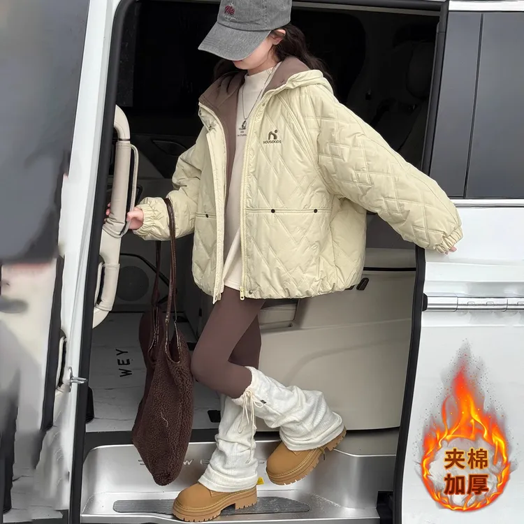 女童夹棉外套秋冬2025新款洋气儿童冬装棉衣加厚女孩大童轻薄棉服