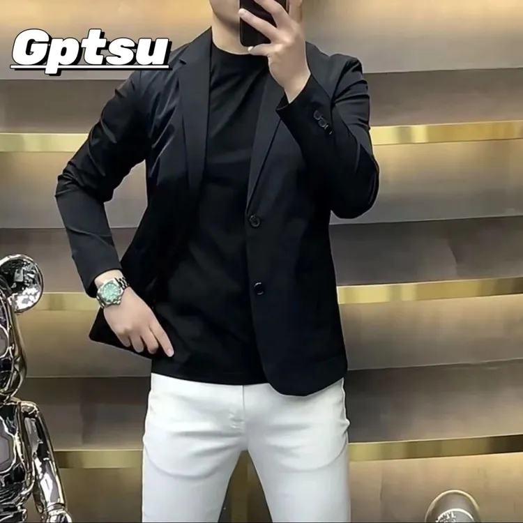 GPTSu薄款小西装轻薄男外套春新款纯色商务百搭显瘦韩版修身西服