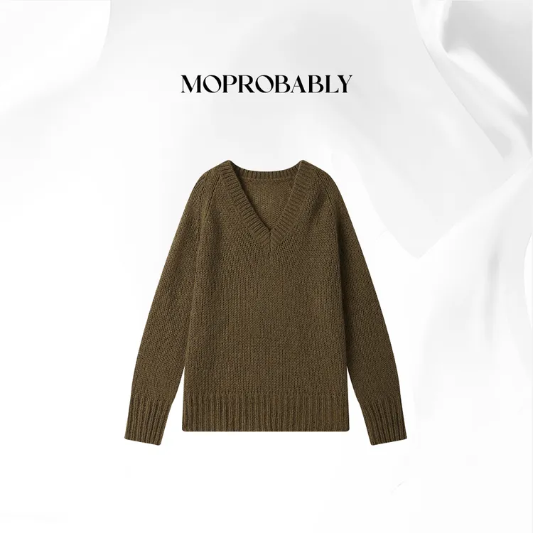 Moprobably贝贝「向心」 “马海毛+羊毛”V领套头毛衫B5376024