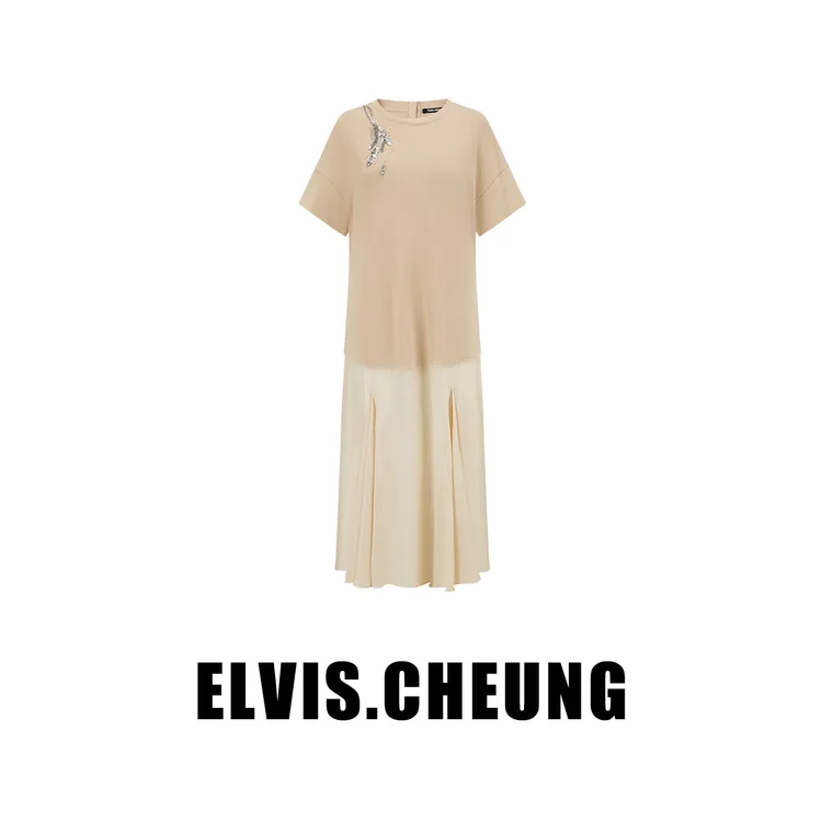 ELVIS.CHEUNG26SS大飞燕法绣装饰拼接连衣裙