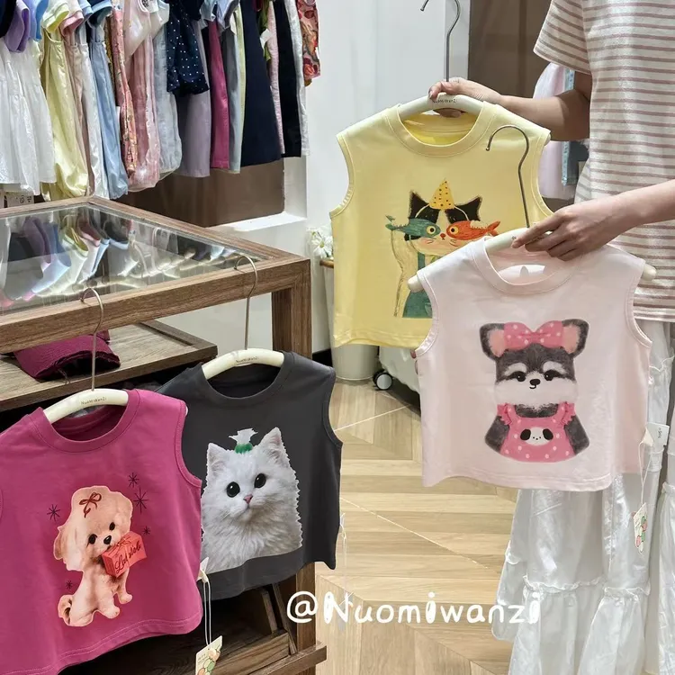 丸子十【调色板】儿童洋气入动物世界无袖坎肩T（夏款）WZJ-23681