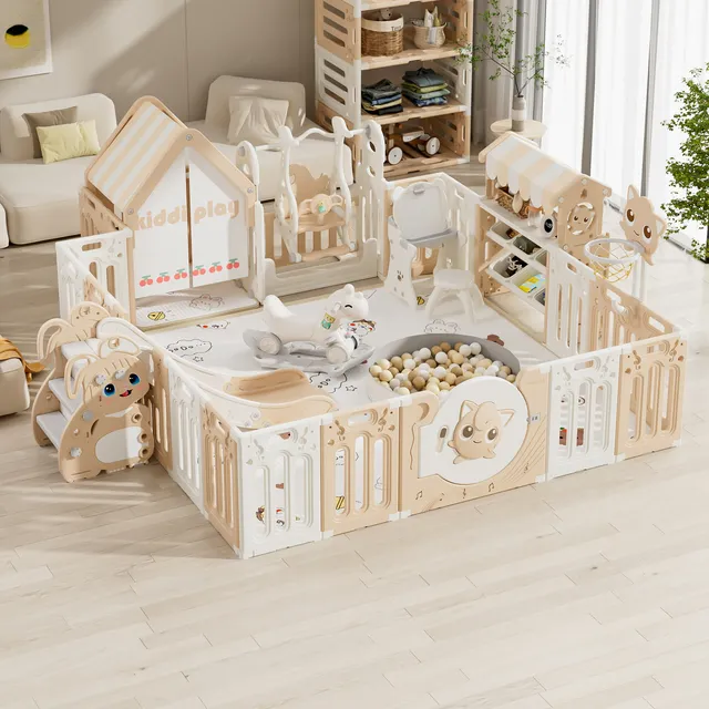 儿童游戏围栏婴儿地上防护栏宝宝爬爬垫室内家用客厅栅栏安防摔