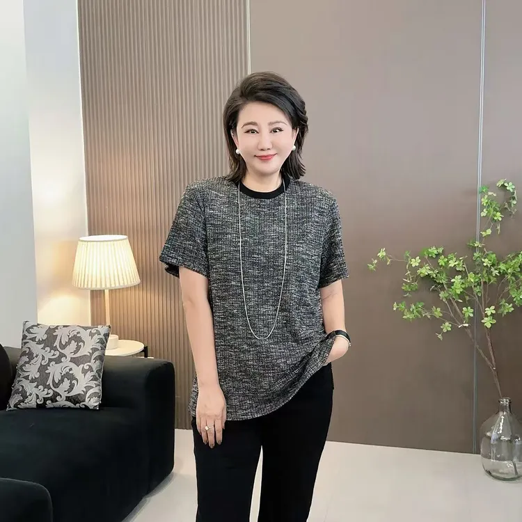 微胖女装【月落星河】香风半袖秋季新款早秋老钱风T恤20810
