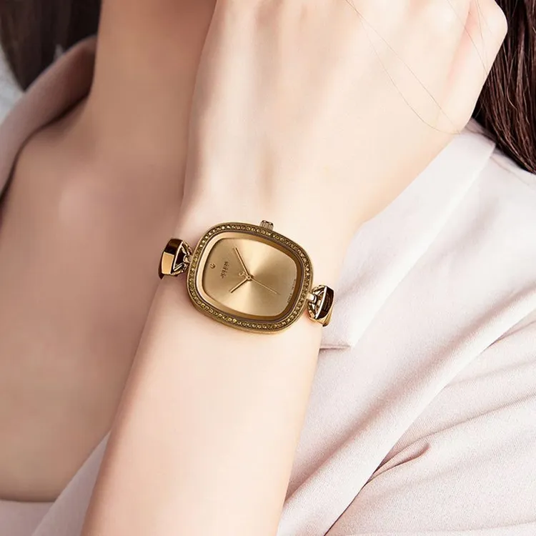 聚利时简约水钻复古手表时尚百搭气质女士腕表小香风潮流精致优雅