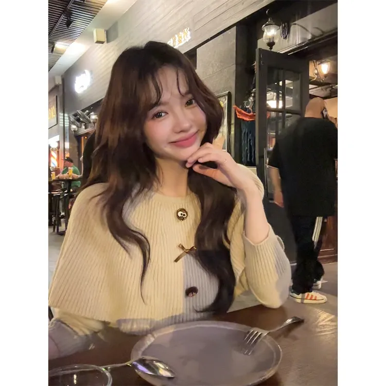 【千金归来两件套】冬季温柔千金斗篷蝴蝶结时尚套装2025-458459