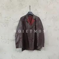 Moi et mon秋季新款小众设计师复古皮外套时尚多口袋皮外套