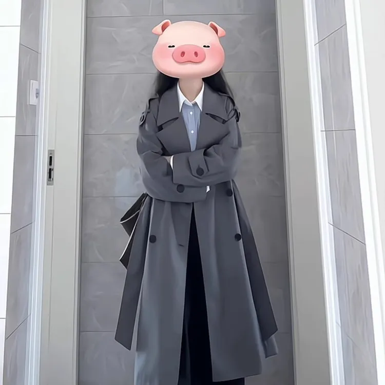 灰色风衣外套女中长款2025早春秋新款韩系小个子高级感超好看大衣