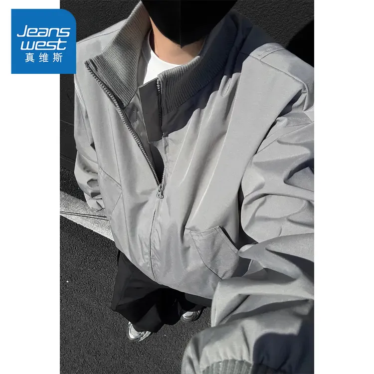 真维斯美式飞行教练夹克外套男款春秋立领三防软壳冲锋衣棒球服男