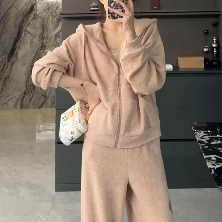 2025新款甜美风减龄时髦显瘦卫衣休闲裤两件套百搭简约套装女