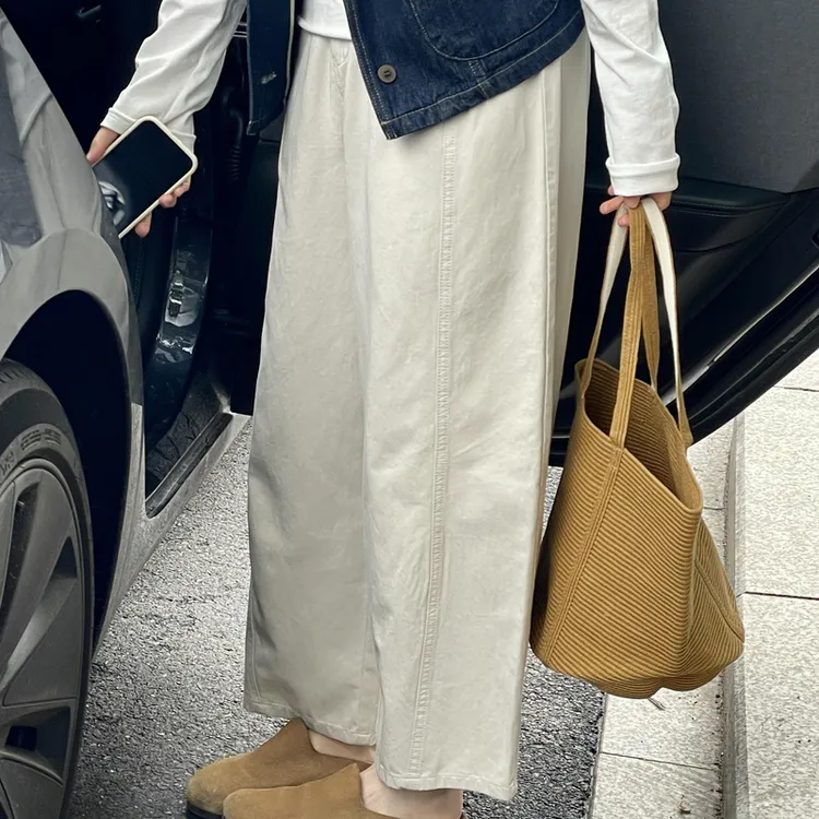 韩版简约百搭休闲裤子女2025春夏新款遮跨显瘦垂感阔腿裤直筒裤