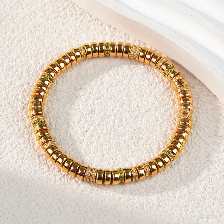 【金串】 18K金手串 （多样性发其一）单圈桶珠简约彩色古法商品图