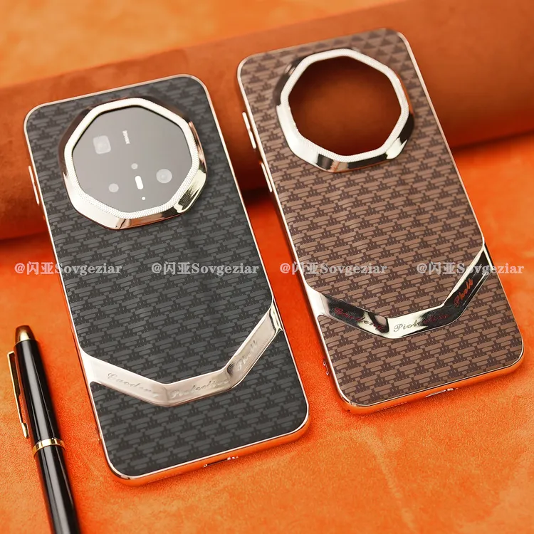 适用于华为Mate70 RS手机壳高登电镀拼接皮纹防摔高端60/50RS