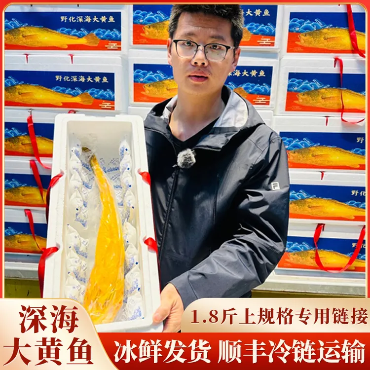 东官洋【深海大黄鱼】1.8-2斤规格原箱8条14.5斤上，赠2包鱼丸