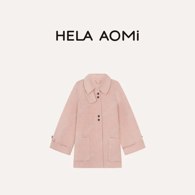 HELA AOMI “樱花岛屿”绵羊毛90%可脱卸扣袢大衣CY5DB08605