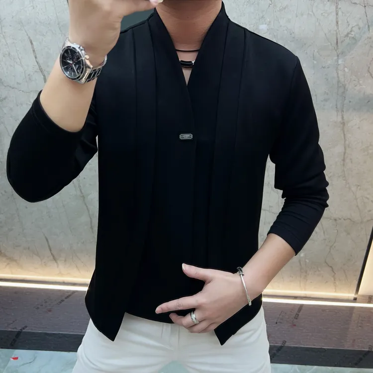 《绅士》欧货男装时尚休闲翻领轻奢空气棉款百搭透气上衣潮流修身型