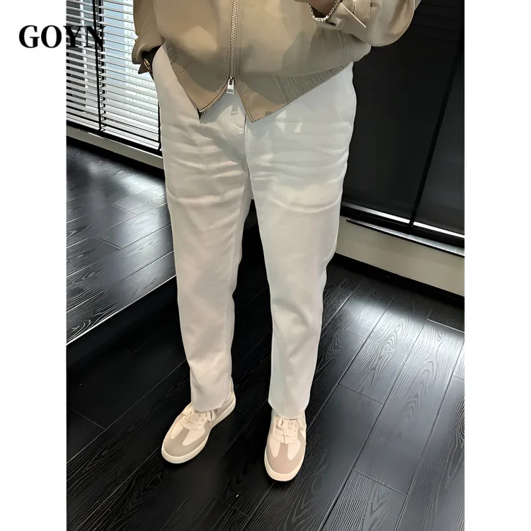 GOYN男装夏季高级感纯色小脚直筒运动休闲裤男士宽松轻奢时尚长裤