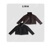 LIXIA【带派】时髦老钱风绵羊皮油蜡工艺充绒鸭绒皮衣-D9935