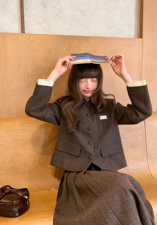 韩版呢子外套半身裙两件套女秋季新款气质休闲复古格子时尚套装