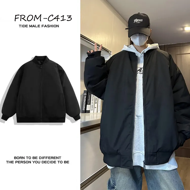 黑色美式飞行夹克棉服男款秋冬季加厚工装外套cleanfit夹棉棒球服