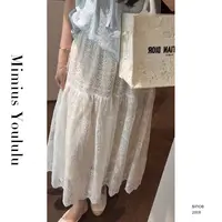 【mimius】肉肉 法式新款钩花蕾丝高腰遮胯半身裙 G04288