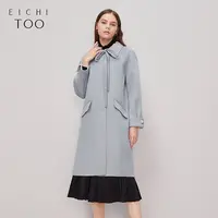 爱居兔双色呢面料系带密拷工艺双面呢大衣外套EWDSJ4L013A