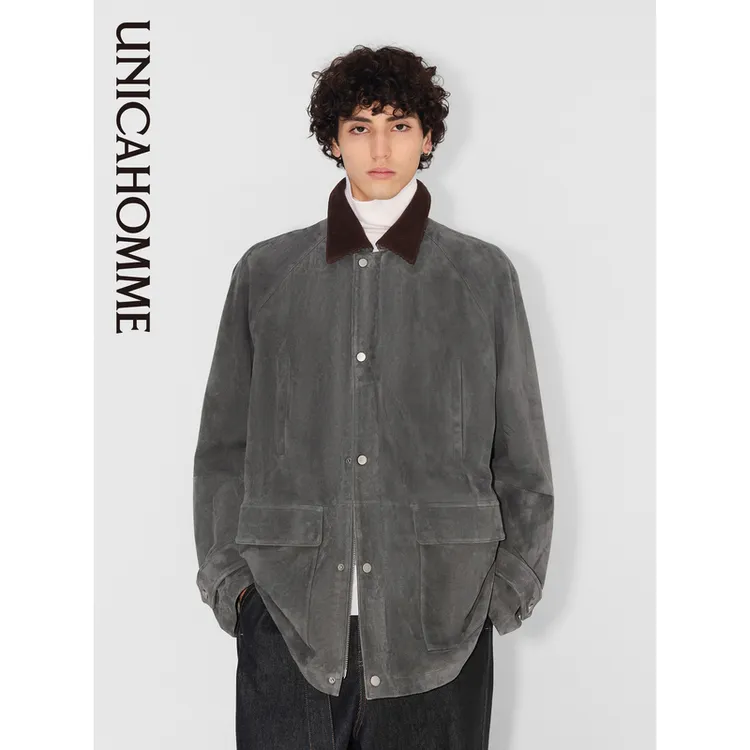 UNICAHOMME｜翻领羊皮革麂皮绒外套