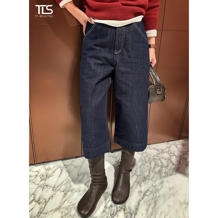 TT【七分裤】100%土耳其进口棉加绒加厚复古后腰扣牛仔裤CK5148