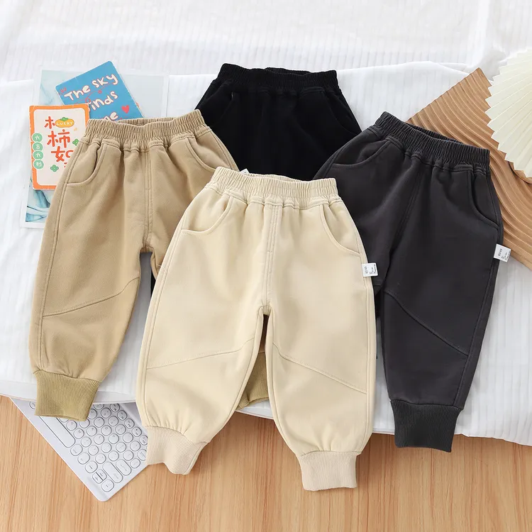 宝宝加绒裤子秋冬季外穿薄绒男童运动裤儿童卫裤婴儿一体绒保暖裤