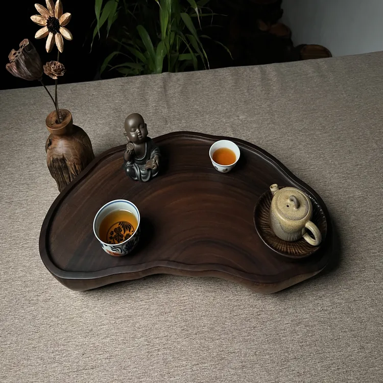 56×30×8南美胡桃木老料四足干泡台 无暇原木色