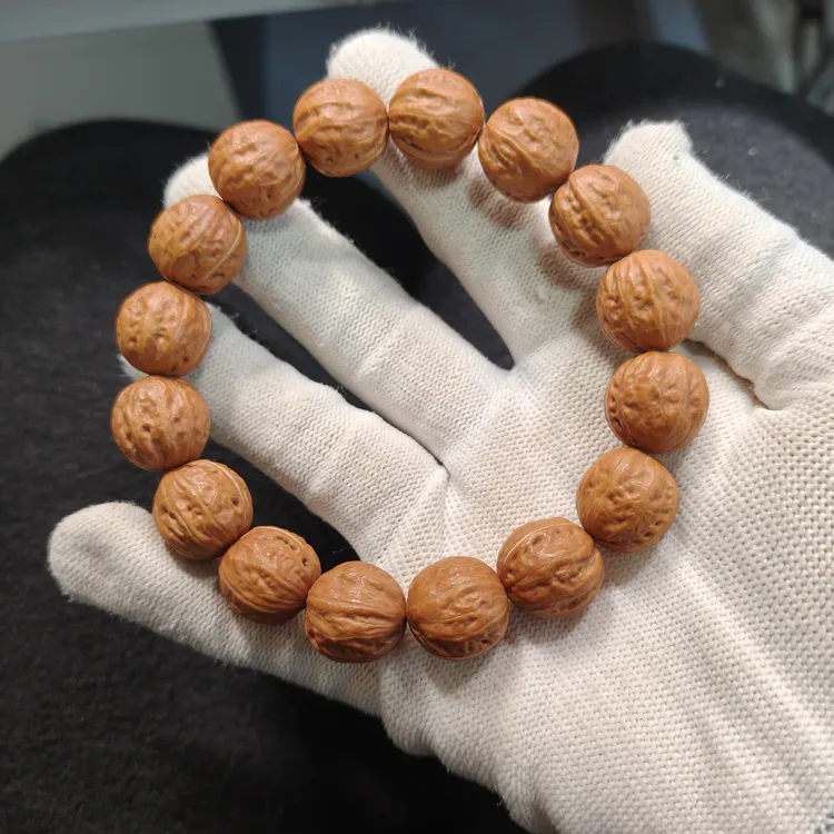 16mm野生近圆蚂蚁顺纹小金豆核桃手串