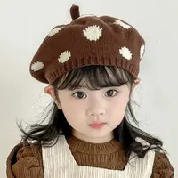 1-3岁女童贝雷帽秋冬季韩系针织帽婴儿毛线帽洋气百搭女宝画家帽