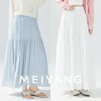 美洋MEIYANG【商场同款】白月光半裙 肌理棉麻中长蛋糕裙显瘦高腰