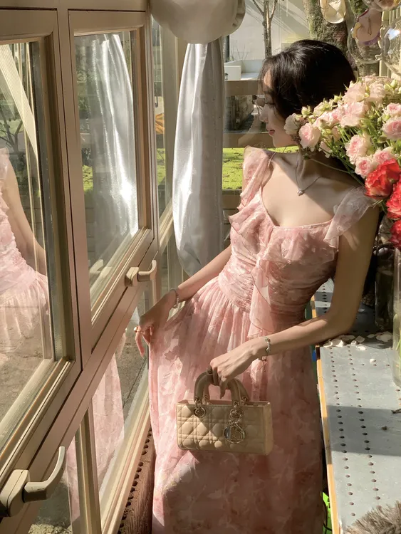 EIA一尧【蔷薇风铃】法式温柔气质荷叶边连衣裙碎花夏收腰显瘦长裙