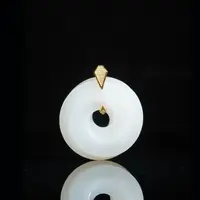 首发价【鹿鸣】溯光｜18k金白玉平安扣吊坠 32*10mm 不含链 LM09