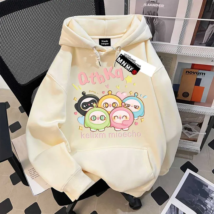 趣味蛋仔派对可爱印花秋冬女童连帽卫衣时尚中大童加绒高级感上衣