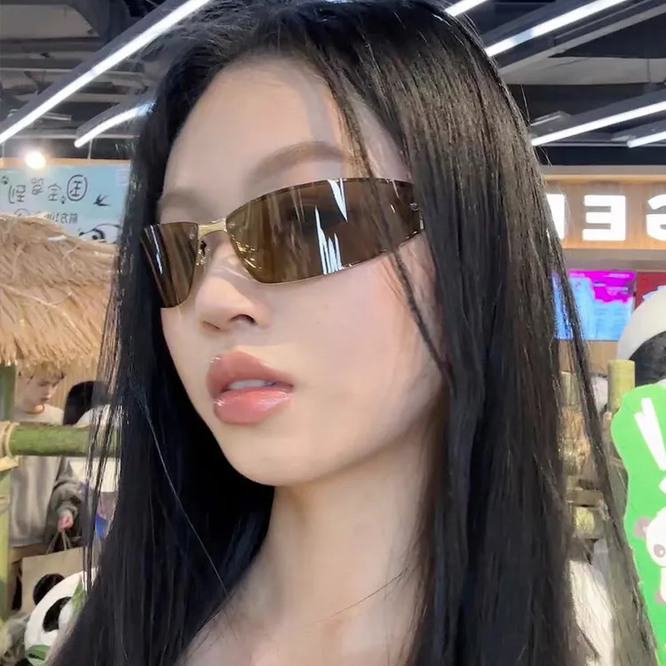 复古连体金属发箍墨镜女辣妹千禧风时髦凹造型骑行太阳眼镜潮酷
