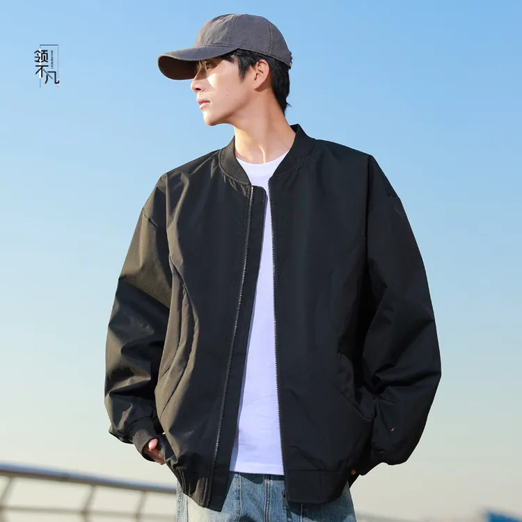 秋季新款宽松休闲棒球服夹克男女同款韩版百搭微防泼水风衣外套