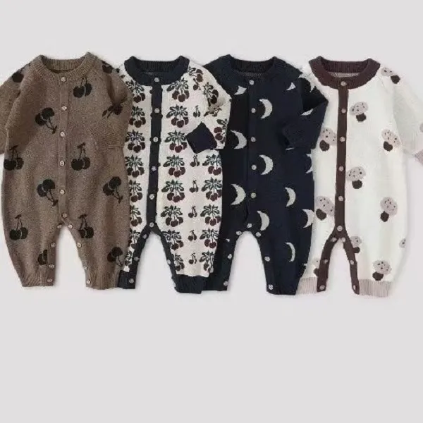 2025宝宝纯棉衣服连体衣针织婴儿保暖洋气针织衫毛衣爬服休闲