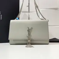 99新 YSL/圣罗兰 【陈思斯】圣罗兰中号灰银流苏 THKE084
