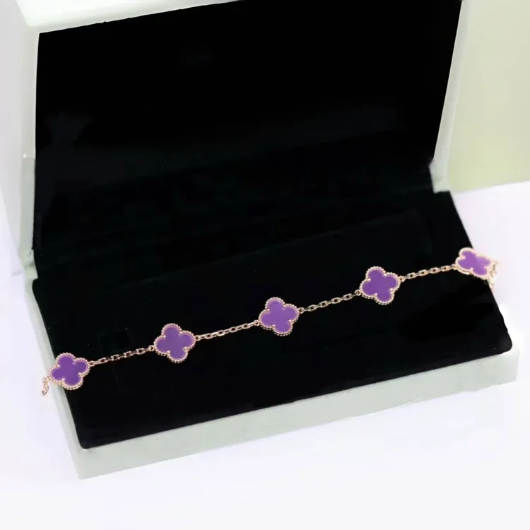 合金手链 2439【限定紫罗兰5花】神秘贵气显白不撞款四叶草手链