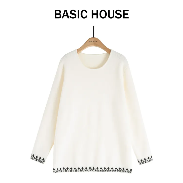 Basic House/百家好气质时尚休闲针织加厚毛衣B1385B536W2-2