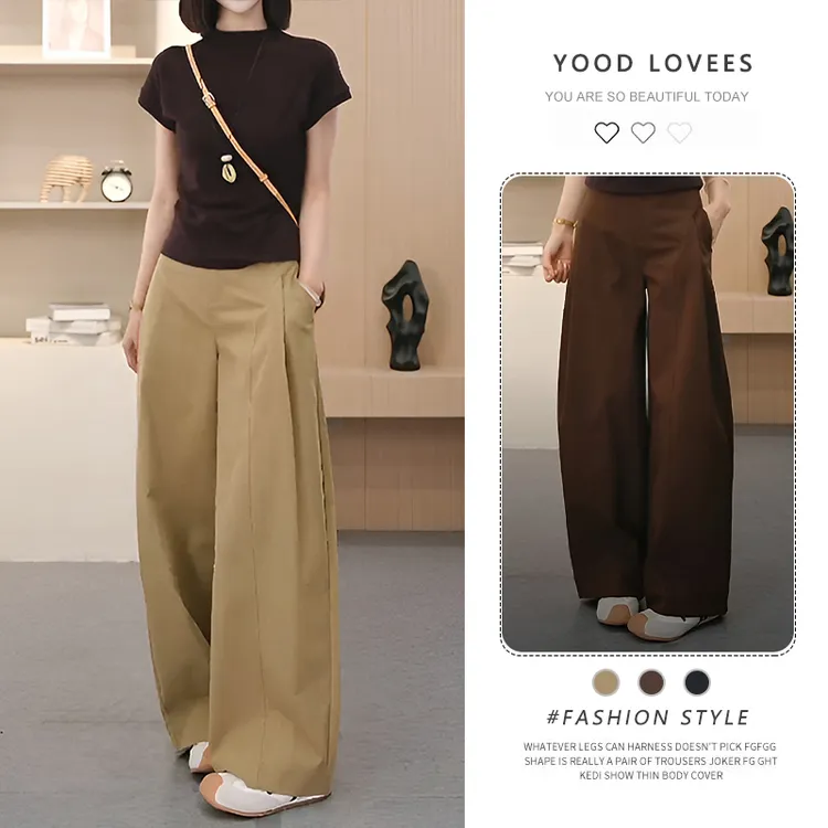 日系慵懒风西装阔腿裤女春秋薄2025新款高腰显瘦设计感百搭休闲裤